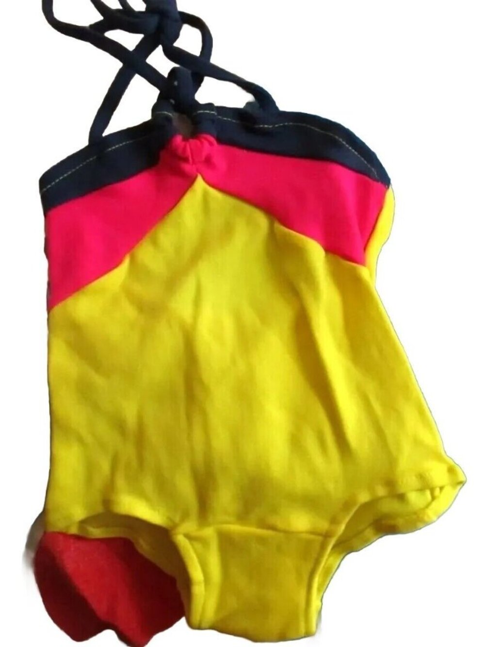 GIRLS 3 Swimsuit Vintage 1980's NYLON STRETCH COLORBLOCK 1 Piece CASTAWAYS NEW
